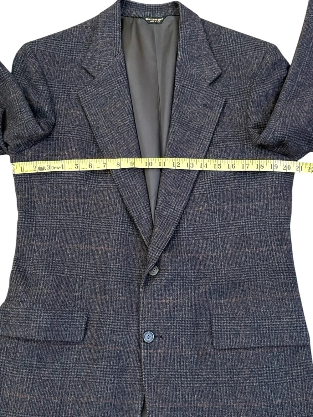 VTG Bill Blass Kensington 100% Camel Hair Plaid Sport Coat Navy Gray Est. 40L